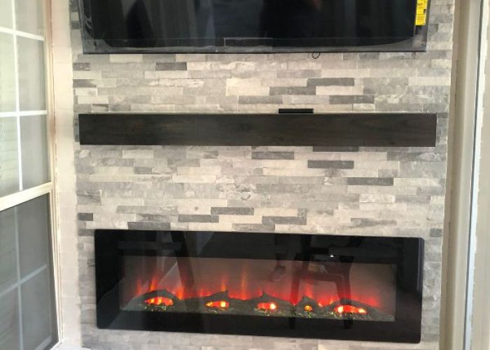 How did B&B construction remodel Fireplace in patio?