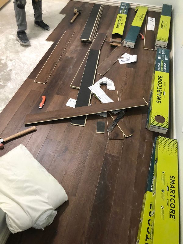 bbg construction, remove carpet and install vinyl flooring